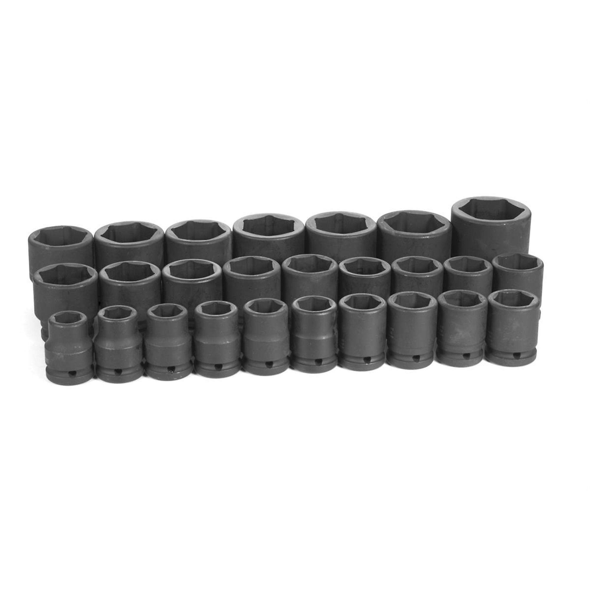 Grey Pneumatic 3/4in. Drive Impact Socket Set — 26-Piece, 19mm to 50mm, 6-Point, Metal Storage Case, Model# GRE8026M
